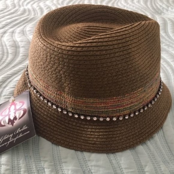 Glitzy Bella Straw Fedora - Picture 1 of 4